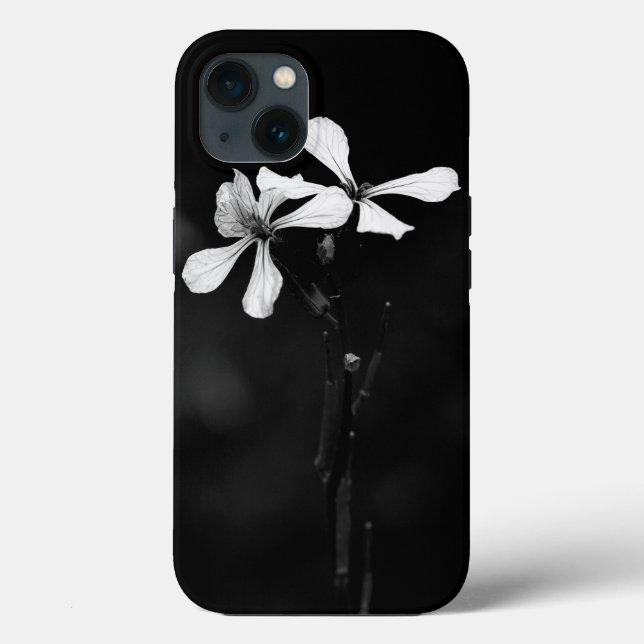 minimal black and white floral Case-Mate iPhone case (Back)