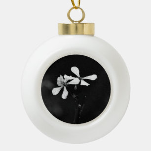 minimal black and white floral ceramic ball christmas ornament