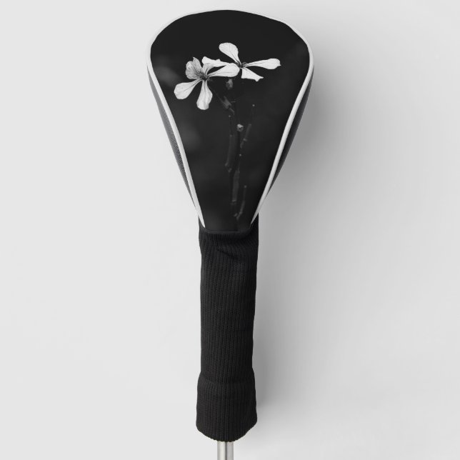 minimal black and white floral golf head cover (Front)