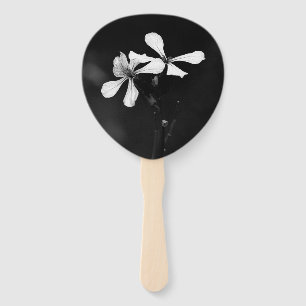minimal black and white floral hand fan
