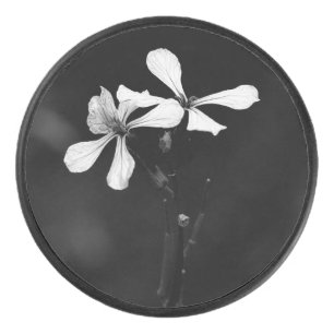 minimal black and white floral hockey puck