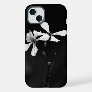 minimal black and white floral iPhone 15 plus case
