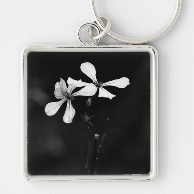 minimal black and white floral key ring (Front)