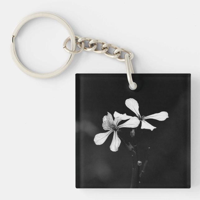 minimal black and white floral key ring (Front)