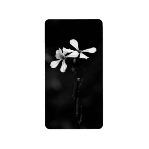 minimal black and white floral label