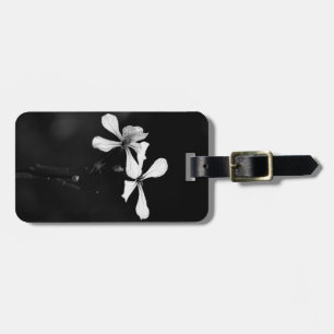 minimal black and white floral luggage tag