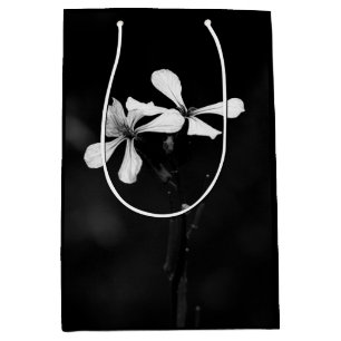 minimal black and white floral medium gift bag