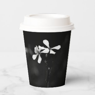 minimal black and white floral paper cups
