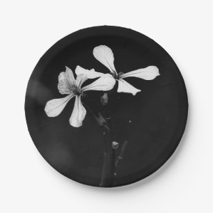 minimal black and white floral paper plate