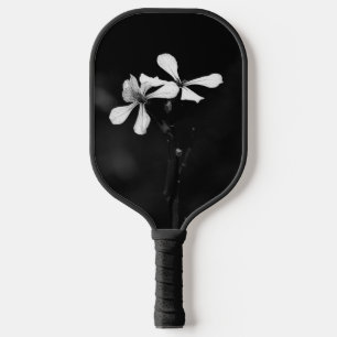 minimal black and white floral pickleball paddle