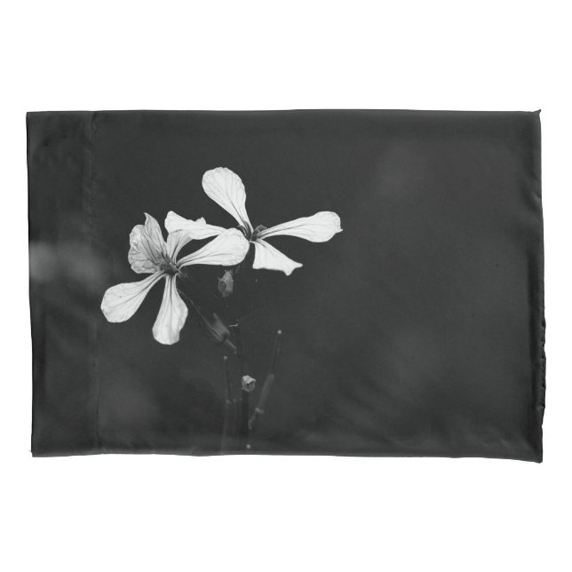 minimal black and white floral pillowcase (Front)