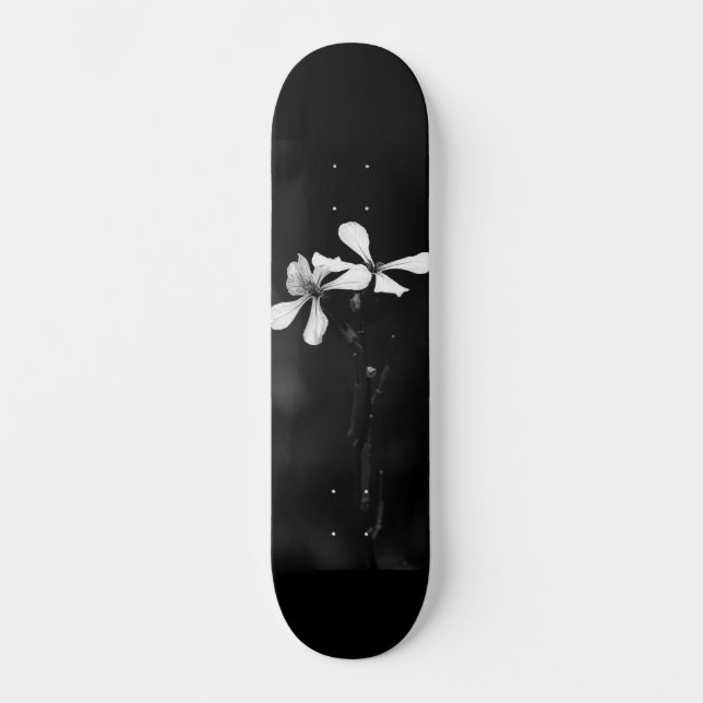 minimal black and white floral skateboard (Front)