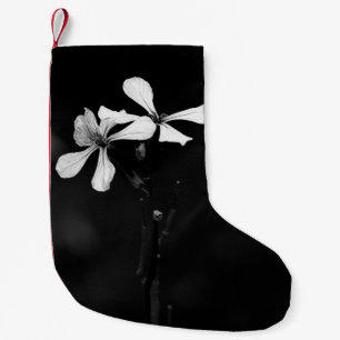 minimal black and white floral small christmas stocking