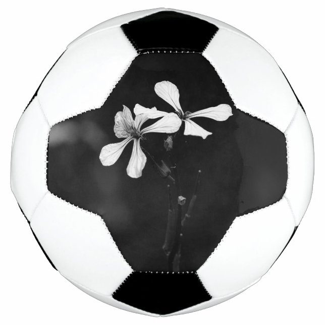 minimal black and white floral soccer ball (Front)