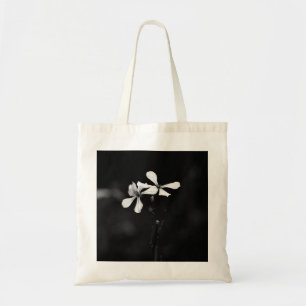 minimal black and white floral tote bag