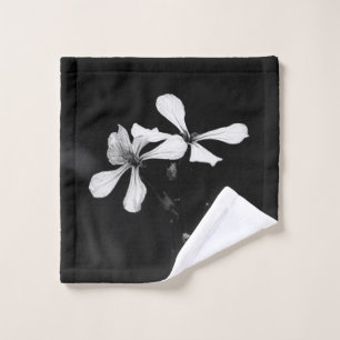 minimal black and white floral wash cloth