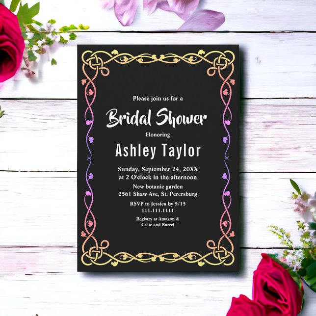 Minimal Black And White Glow Frame Bridal Shower Invitation (Creator Uploaded)