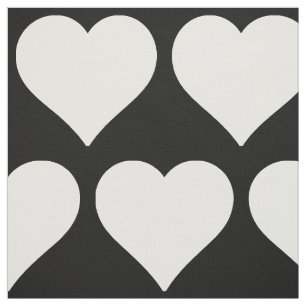 Minimal Black and White Hearts Pattern Fabric