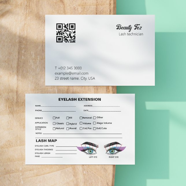 Minimal Black And White Lash Client Extension Map Business Card (Minimal Black And White Lash Client Extension Map Business Card)