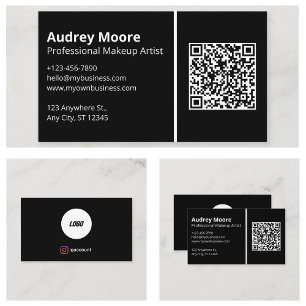 Minimal Black and White Makeup Artist Business Card