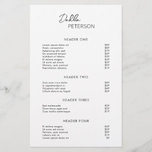 Minimal Black and White Modern Business Price List