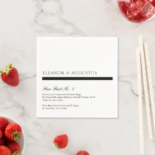 Minimal Black and White Modern Fun Facts Wedding Napkin