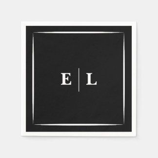 Minimal Black and White Personalised Wedding Guest Napkin