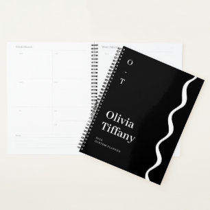 Minimal Black and White Personalized Name Year Planner