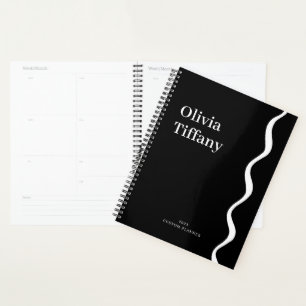 Minimal Black and White Personalized Name Year Planner