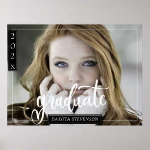 Minimal Black and White Photo Graduation Poster