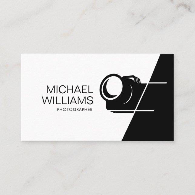 Minimal Black and White Photographer Business Card (Front)