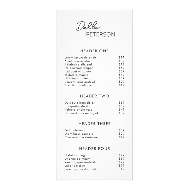 Minimal Black and White QR Code Modern Rack Card (Front)