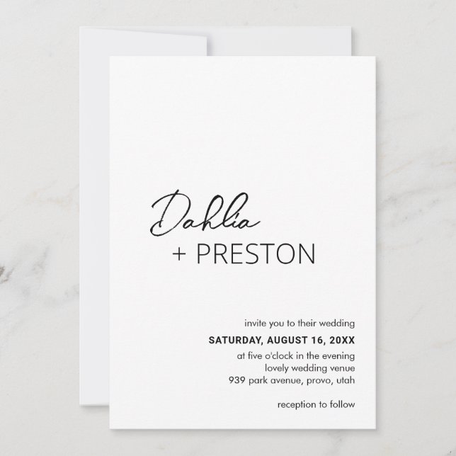Minimal Black and White QR Code Modern Wedding Invitation (Front)