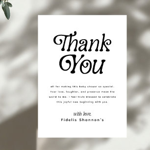 Minimal Black and White Retro Baby Shower Thank You Card
