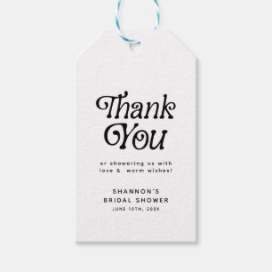 Minimal Black and White Retro Bridal Shower Gift Tags