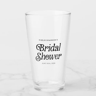 Minimal  Black and White Retro Bridal Shower Glass
