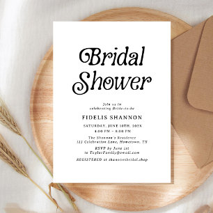 Minimal Black and White Retro Bridal Shower Invitation