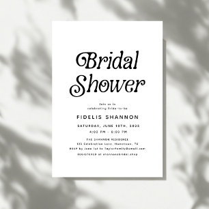 Minimal Black and White Retro Bridal Shower Invitation