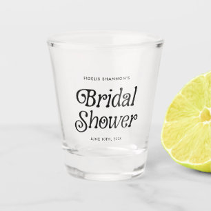 Minimal  Black and White Retro Bridal Shower Shot Glass