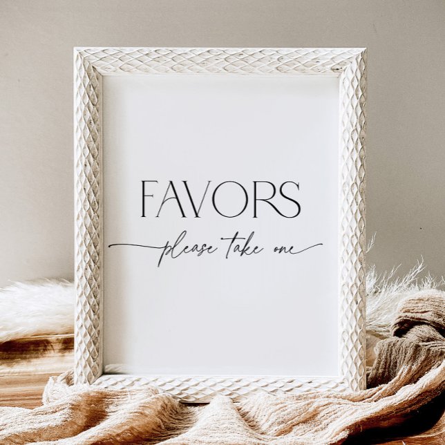 Minimal Black and White Script Bridal Shower Favou Pedestal Sign (Creator Uploaded)