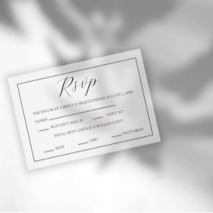 Minimal Black and White Script RSVP Card