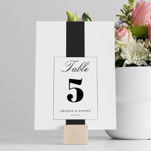 Minimal Black and White Table Number