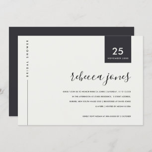 MINIMAL BLACK AND WHITE TYPOGRAPHY BRIDAL SHOWER INVITATION