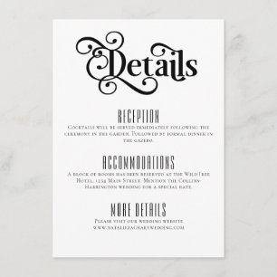 Minimal Black and White Wedding Details Enclosure Card