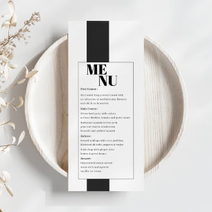 Minimal Black and White Wedding Menu