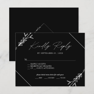 Minimal Black and White Wedding Menu Choice RSVP