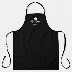 minimal black apron with family name