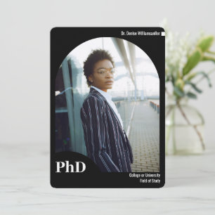 Minimal Black Arch Photo PhD Graduation  Announcement