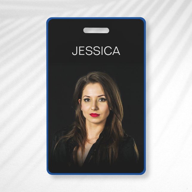 Minimal Black Blue Corporate Employee Photo ID ID Badge (Creator Uploaded)