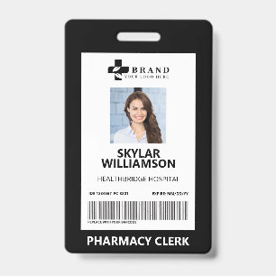 Minimal Black Border Frame Medical Photo ID & Logo Badge